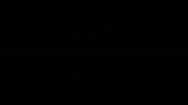 Beyaz çizgi Küresel teknoloji veya sosyal ağ simgesi siyah arkaplanda izole edildi. 4K Video hareketli grafik canlandırması