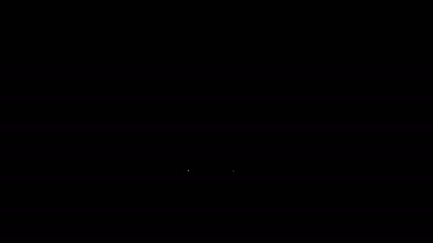 Línea blanca Termómetro médico para icono de examen médico aislado sobre fondo negro. Animación gráfica de vídeo 4K — Vídeo de stock