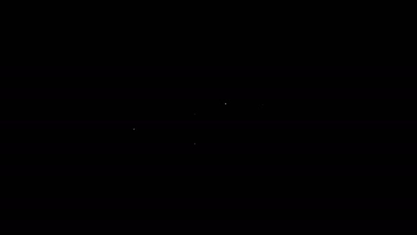 Bílá čára načervenalé oko způsobené virem, bakteriální nebo alergickou konjunktivitidou ikona izolované na černém pozadí. Grafická animace pohybu videa 4K — Stock video