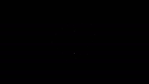 Bílá čára Virus ikona izolované na černém pozadí. Corona virus 2019-nCoV. Bakterie a bakterie, rakovina buněk, mikrobi, houby. Grafická animace pohybu videa 4K — Stock video