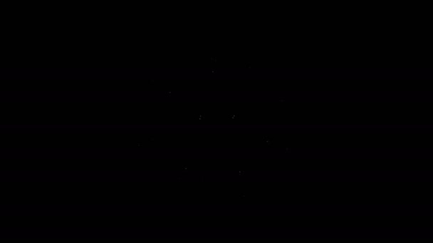 Línea blanca Icono de virus aislado sobre fondo negro. Virus Corona 2019-nCoV. Bacterias y gérmenes, cáncer de células, microbios, hongos. Animación gráfica de vídeo 4K — Vídeo de stock