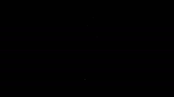 Bílá čára USB flash disk ikona izolované na černém pozadí. Grafická animace pohybu videa 4K — Stock video