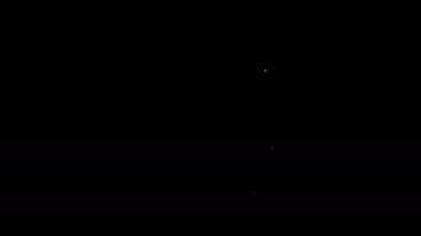 Siyah arkaplanda izole edilmiş monitör simgesi üzerindeki beyaz çizgi kitabı. İnternet eğitimi konsepti, e-öğrenme kaynakları. 4K Video hareketli grafik canlandırması