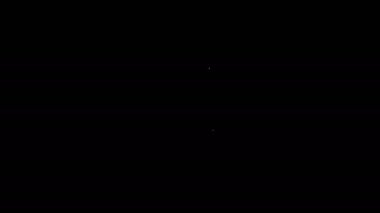 Beyaz çizgi bilgisayar fare simgesi siyah arkaplanda izole edildi. Tekerlek sembollü optik. 4K Video hareketli grafik canlandırması