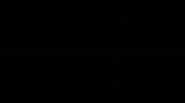 Beyaz çizgi bilgisayar ekranı simgesi siyah arkaplanda izole edildi. Elektronik cihaz. Ön manzara. 4K Video hareketli grafik canlandırması