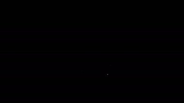 Beyaz çizgi sertifika şablonu simgesi siyah arkaplanda izole edildi. Başarı, ödül, diploma, burs, diploma kavramları. 4K Video hareketli grafik canlandırması