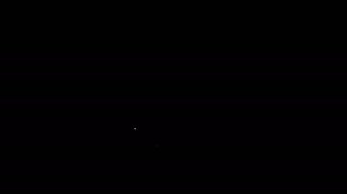 Beyaz çizgi Elektronik ölçek simgesi siyah arkaplanda izole edildi. Ağırlık ölçüm aletleri. 4K Video hareketli grafik canlandırması