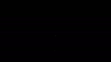 Beyaz çizgi bıçak simgesi siyah arkaplanda izole edildi. Çatal bıçak sembolü. 4K Video hareketli grafik canlandırması