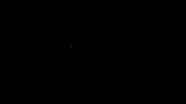 Beyaz çizgi elektrikli soba ikonu siyah arkaplanda izole edildi. Mutfak tabelaları. Dört daire ocağı olan bir hob. 4K Video hareketli grafik canlandırması