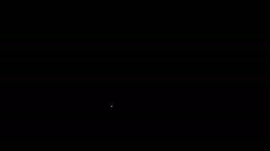 Beyaz çizgi hesap makinesi simgesi siyah arkaplanda izole edildi. Muhasebe sembolü. İş hesaplamaları matematik eğitimi ve finans. 4K Video hareketli grafik canlandırması