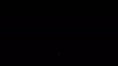 Beyaz çizgi, siyah zemin üzerinde yıldırım simgesi olan güvenli bir kalkan. Güvenlik, güvenlik, koruma, gizlilik kavramı. 4K Video hareketli grafik canlandırması