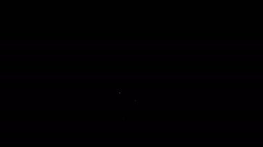 Siyah zemin üzerinde ışık simgesi olan beyaz çizgi lambası. Lamba ışığı. Fikir sembolü. 4K Video hareketli grafik canlandırması
