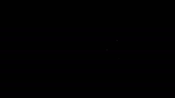 Línea blanca Tapa de graduación en el icono del globo aislado sobre fondo negro. Símbolo de educación mundial. Concepto de aprendizaje en línea o aprendizaje electrónico. Animación gráfica de vídeo 4K — Vídeos de Stock
