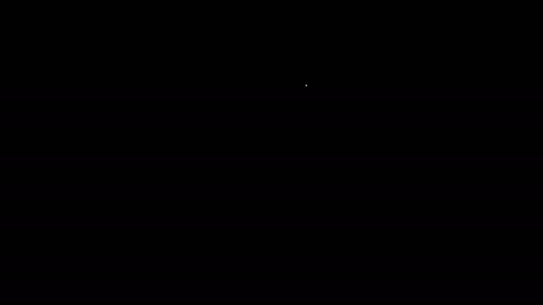ホワイトラインスマートフォン、黒の背景に隔離された携帯電話のアイコン。4Kビデオモーショングラフィックアニメーション — ストック動画
