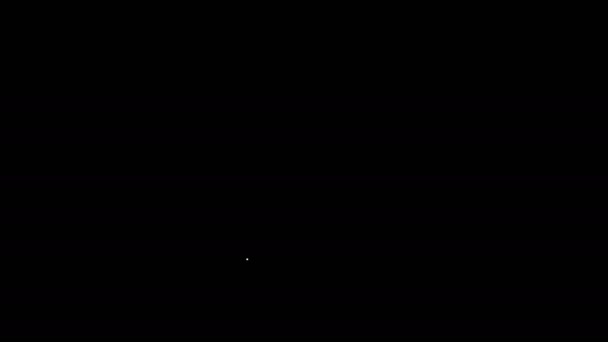 Λευκή γραμμή Μέτρηση κύπελλο για τη μέτρηση ξηρών και υγρών τροφίμων εικονίδιο απομονώνονται σε μαύρο φόντο. Βύσμα πλαστικό με λαβή. 4K Γραφική κίνηση κίνησης βίντεο — Αρχείο Βίντεο