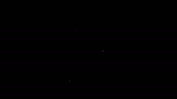 Linea bianca Icona del documento di avviso di radiazione isolato su sfondo nero. File di testo. Animazione grafica 4K Video motion — Video Stock