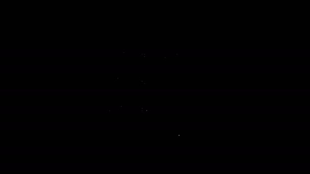 Linea bianca Pianeta terra e icona simbolo di radiazione isolato su sfondo nero. Concetto ambientale. Animazione grafica 4K Video motion — Video Stock