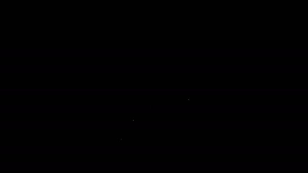 Ligne blanche Tube à essai et fiole dans l'icône de la main isolés sur fond noir. Test chimique en laboratoire. Verrerie de laboratoire. Animation graphique de mouvement vidéo 4K — Video