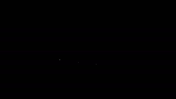 Bílá čára Matematický systém rovnice řešení na notebooku ikonu izolované na černém pozadí. E se rovná rovnici mc na druhou na obrazovce počítače. Grafická animace pohybu videa 4K — Stock video