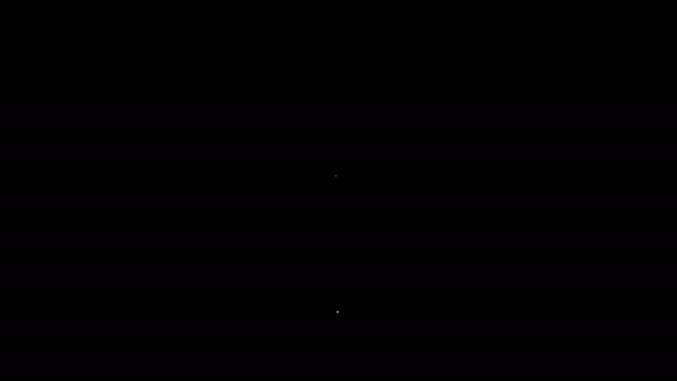 Witte lijn Beveilig schild met bliksem pictogram geïsoleerd op zwarte achtergrond. Beveiliging, veiligheid, bescherming, privacy concept. 4K Video motion grafische animatie — Stockvideo