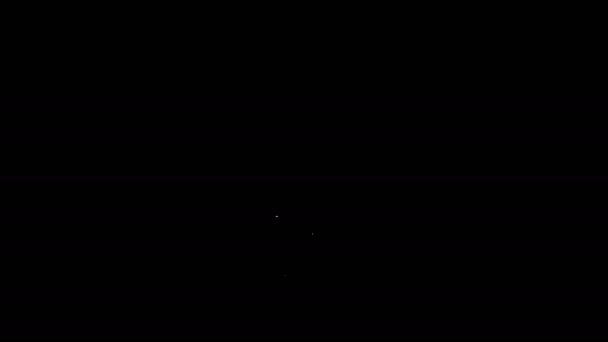 白い線黒の背景に隔離された雷のシンボルアイコンを持つ電球。ライトランプの看板。アイデアシンボル。4Kビデオモーショングラフィックアニメーション — ストック動画