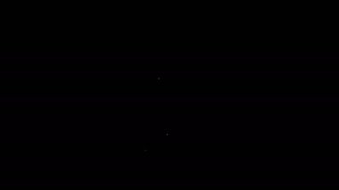 Beyaz çizgi mikrofon simgesi siyah arkaplanda izole edildi. Radyodaki mikrofondan. Sözcü işareti. 4K Video hareketli grafik canlandırması