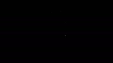 Siyah arkaplanda beyaz çizgi halinde kağıt poşet ikonu var. Paket işareti. 4K Video hareketli grafik canlandırması