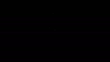 Beyaz çizgi mikrofon simgesi siyah arkaplanda izole edildi. Radyodaki mikrofondan. Sözcü işareti. 4K Video hareketli grafik canlandırması
