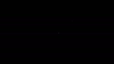 Apple 'ın beyaz çizgi simgesi siyah arkaplanda izole edildi. Yaprak sembollü meyve. 4K Video hareketli grafik canlandırması