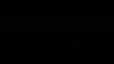 Beyaz çizgi pasta simgesi siyah arkaplanda izole edilmiş. Doğum günün kutlu olsun. 4K Video hareketli grafik canlandırması