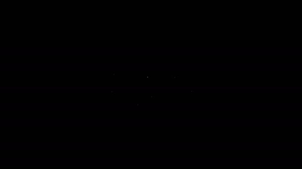 Linha branca guirlanda carnaval com bandeiras ícone isolado no fundo preto. Pingentes de festa para comemoração de aniversário, decoração do festival. Animação gráfica em movimento de vídeo 4K — Vídeo de Stock