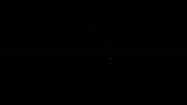 Fehér vonal Signboard party ikon elszigetelt fekete háttérrel. 4K Videó mozgás grafikus animáció