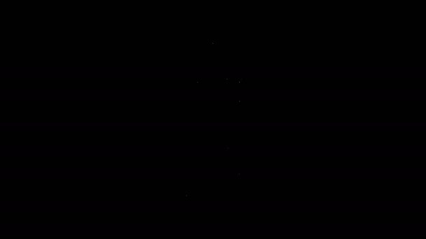 Weiße Linie Feuerwerksraketen-Symbol isoliert auf schwarzem Hintergrund. Konzept der Spaßparty. Explosives pyrotechnisches Symbol. 4K Video Motion Grafik Animation — Stockvideo