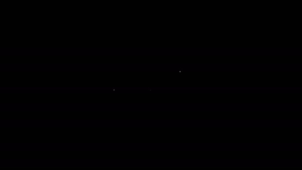 Λευκή γραμμή Φωτογραφία εικονίδιο κάμερα απομονώνονται σε μαύρο φόντο. Εικονίδιο φωτογραφικής μηχανής. 4K Γραφική κίνηση κίνησης βίντεο — Αρχείο Βίντεο