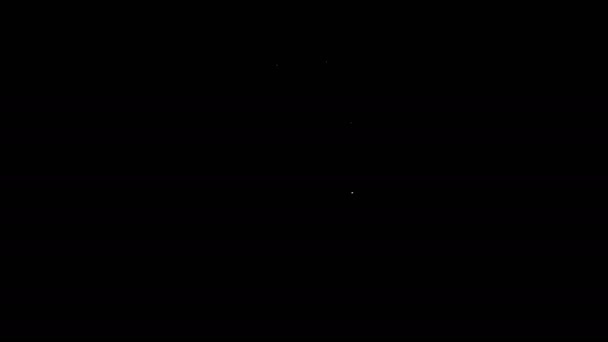 Linea bianca icona della shopping bag di carta isolata su sfondo nero. Un cartello. Animazione grafica 4K Video motion — Video Stock