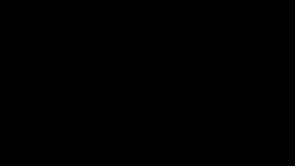 Witte lijn Vuurwerk raket pictogram geïsoleerd op zwarte achtergrond. Het idee van een leuk feestje. Explosief pyrotechnisch symbool. 4K Video motion grafische animatie — Stockvideo