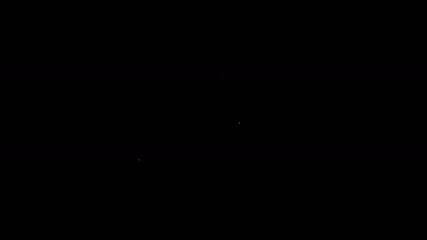 Λευκή γραμμή εικονίδιο Crown απομονώνονται σε μαύρο φόντο. 4K Γραφική κίνηση κίνησης βίντεο — Αρχείο Βίντεο