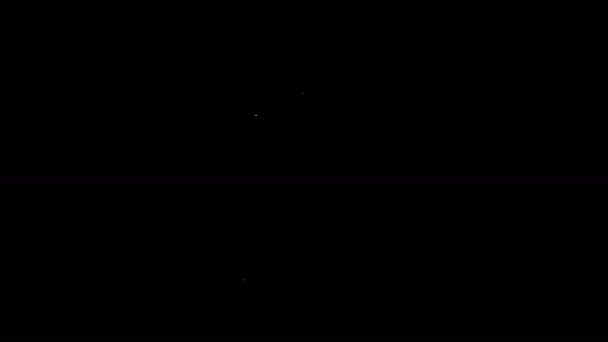 Біла лінійна скляна ікона, ізольована на чорному тлі. Скляна ікона. Символ Келиха. Ознаки скла. З Великоднем. 4K Відеографічна анімація — стокове відео