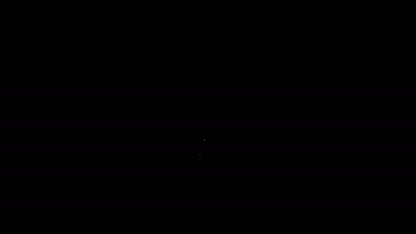 Bílá čára Narozeniny party roh ikona izolované na černém pozadí. Grafická animace pohybu videa 4K — Stock video