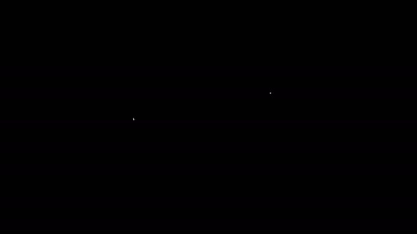 ब्लैक पृष्ठभूमि पर अलग स्वीट ग्लास आइकन के साथ सफेद रेखा डोनट। 4K वीडियो मोशन ग्राफिक एनिमेशन — स्टॉक वीडियो