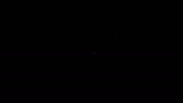 Linea bianca icona Apple isolata su sfondo nero. Frutta con simbolo di foglia. Animazione grafica 4K Video motion — Video Stock