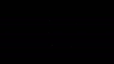 Beyaz çizgi sinema kamerası simgesi siyah arkaplanda izole edildi. Video kamera. Film tabelası. Film projektörü. 4K Video hareketli grafik canlandırması