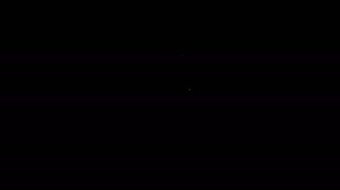 Beyaz çizgi yanan mum simgesi siyah arkaplanda izole edildi. Silindirik mum çubuğu ve yanan ateş. 4K Video hareketli grafik canlandırması