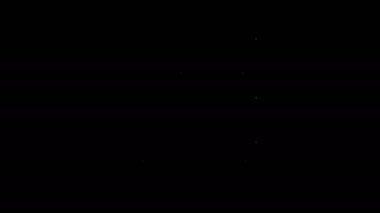 Beyaz çizgi yatak odası simgesi siyah arkaplanda izole edildi. Düğün, aşk, evlilik sembolü. Balayı koleksiyonundan yatak odası yaratıcı ikonu. 4K Video hareketli grafik canlandırması