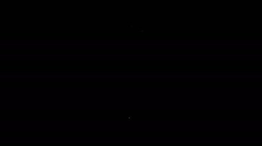 Beyaz çizgi çiçek gül simgesi siyah arkaplanda izole edildi. 4K Video hareketli grafik canlandırması