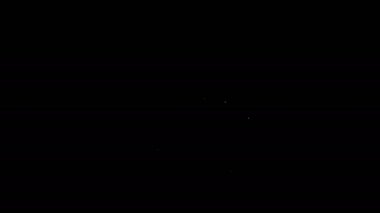 Beyaz çizgili çelenk simgesi siyah arkaplanda izole edilmiş. Cenaze töreni. 4K Video hareketli grafik canlandırması