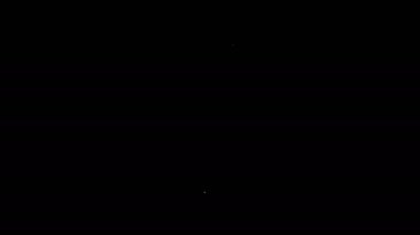 Siyah arkaplanda beyaz çizgi kürek simgesi izole edildi. Bahçe aletleri. Bahçecilik, tarım, çiftçilik aleti. 4K Video hareketli grafik canlandırması