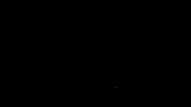 Белая линия Женское платье значок изолирован на черном фоне. Знак одежды. Видеографическая анимация 4K — стоковое видео
