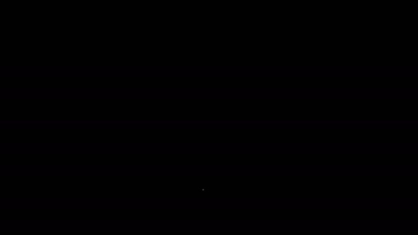 Ligne blanche Ballon en forme de coeur avec icône de ruban isolé sur fond noir. Saint Valentin. Animation graphique de mouvement vidéo 4K — Video