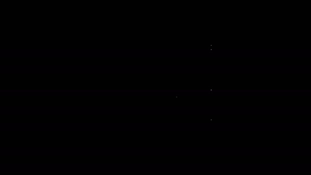 Linea bianca Anelli da sposa icona isolata su sfondo nero. Sposa e sposo segno gioielli. Simbolo del matrimonio. Anello di diamanti. Animazione grafica 4K Video motion — Video Stock